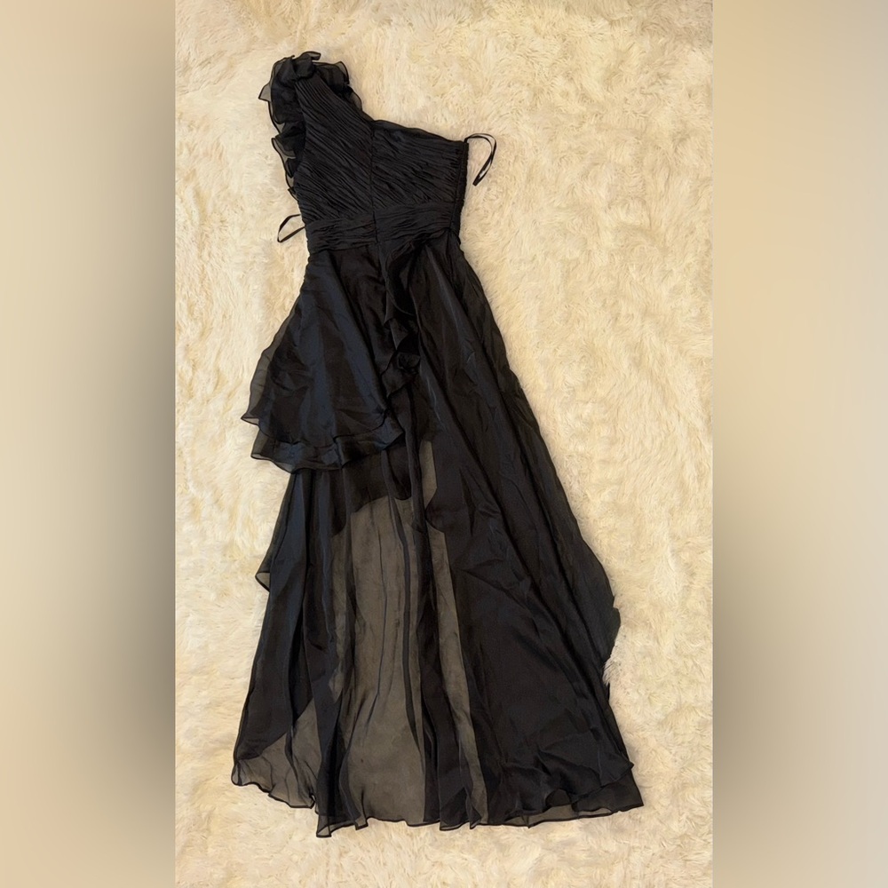 NWOT MAC DUGGAL one shoulder ruffle HI-LO Black Dress sz 6 GOWN - Picture 6 of 7